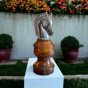 Vintage Avon Chess Piece Bottle ~ Smart Move ~ Amber Glass~ Cologne Decanter